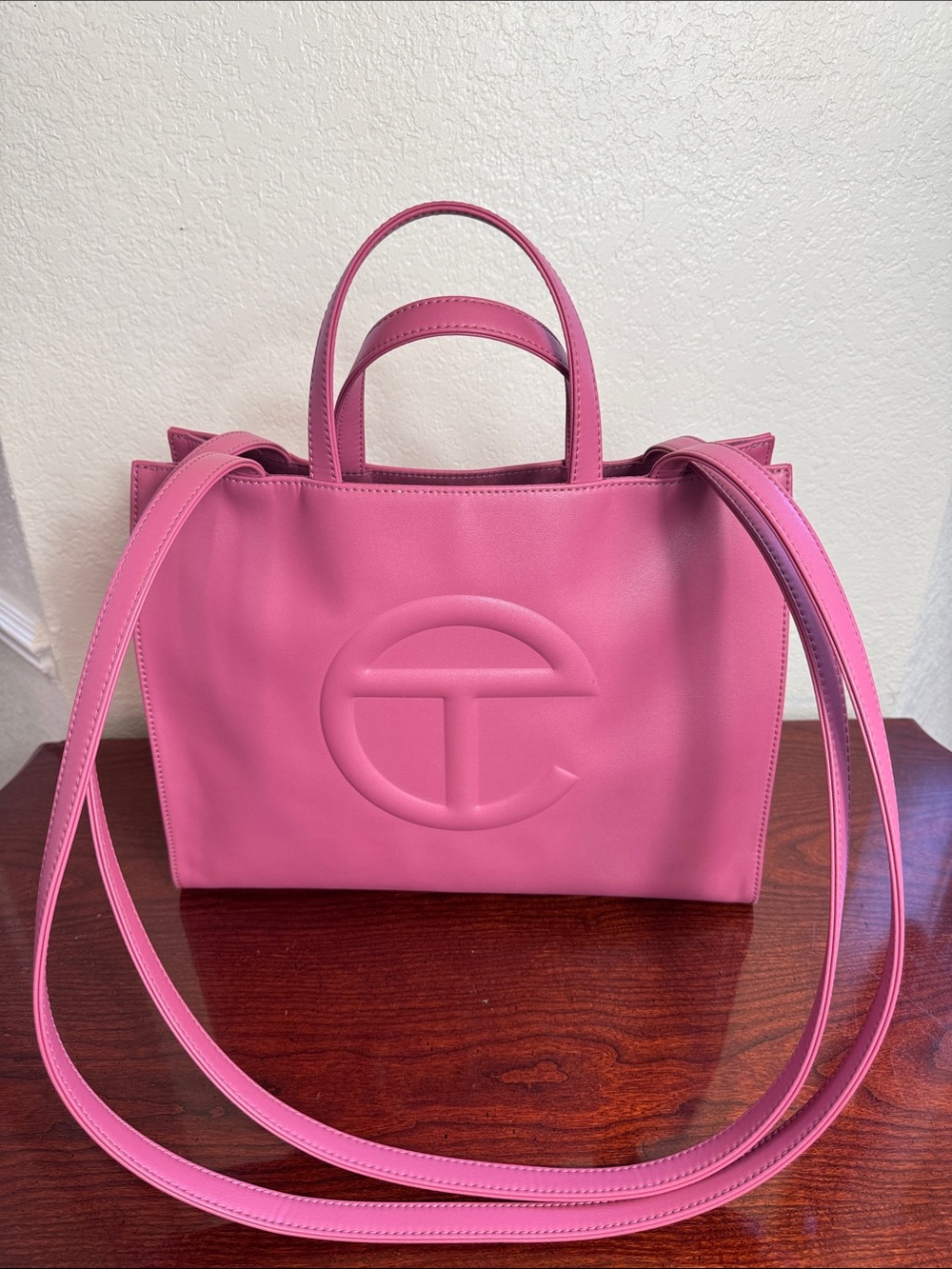 Telfar Pink Shopping Bag — Signature Logo Tote